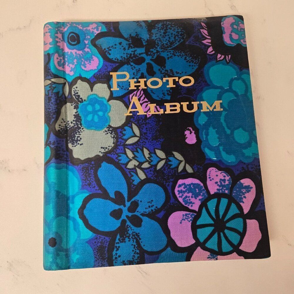 Vintage 60s Floral Photo Album Japan Spiral Binding Satin Groovy Flower Power